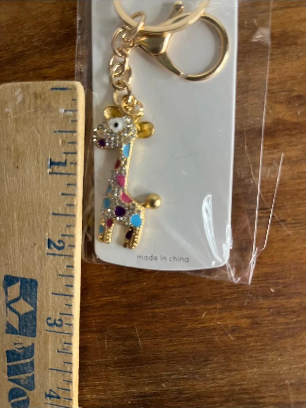 Mint Gold Tone Multicolored Giraffe Keychain Bag Charm Keyring